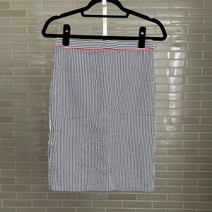 J. Crew No. 2 Pencil Skirt in Seersucker with Neon Trim